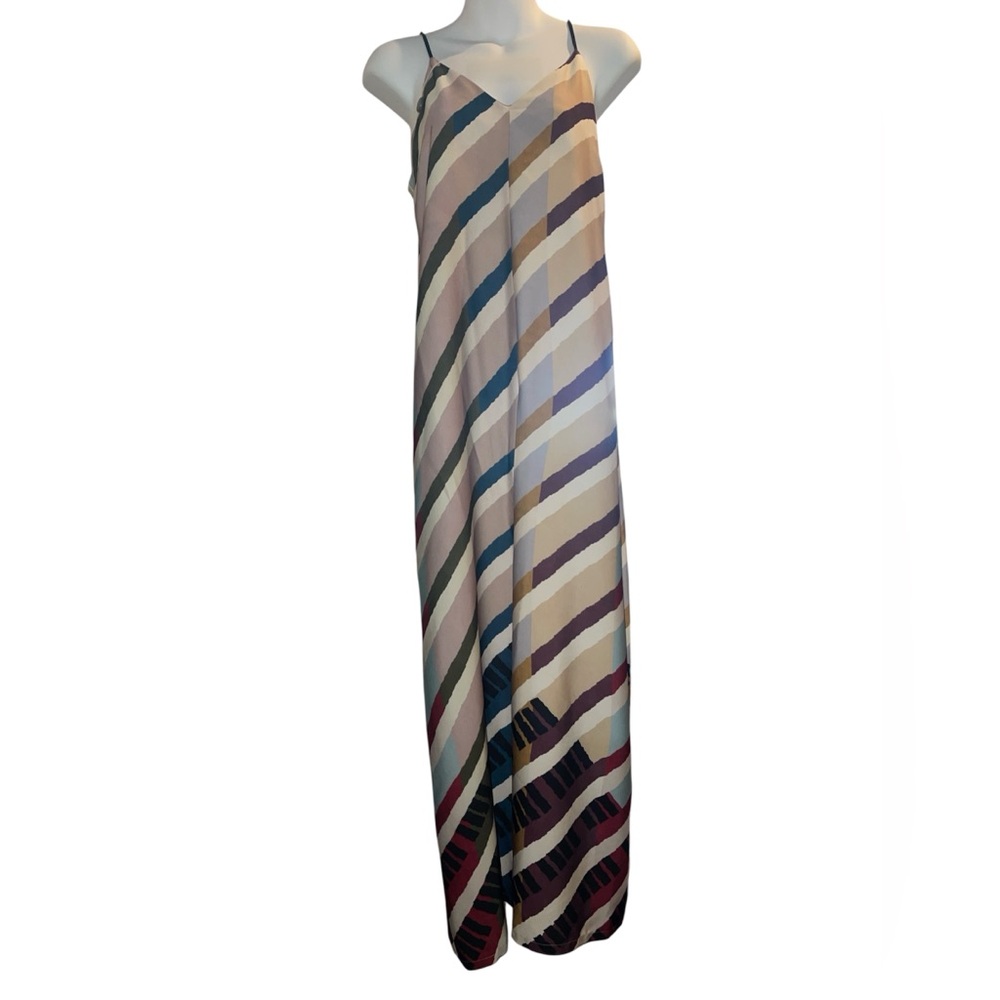 Striped Multicolor Maxi slip dress. Made in Italy